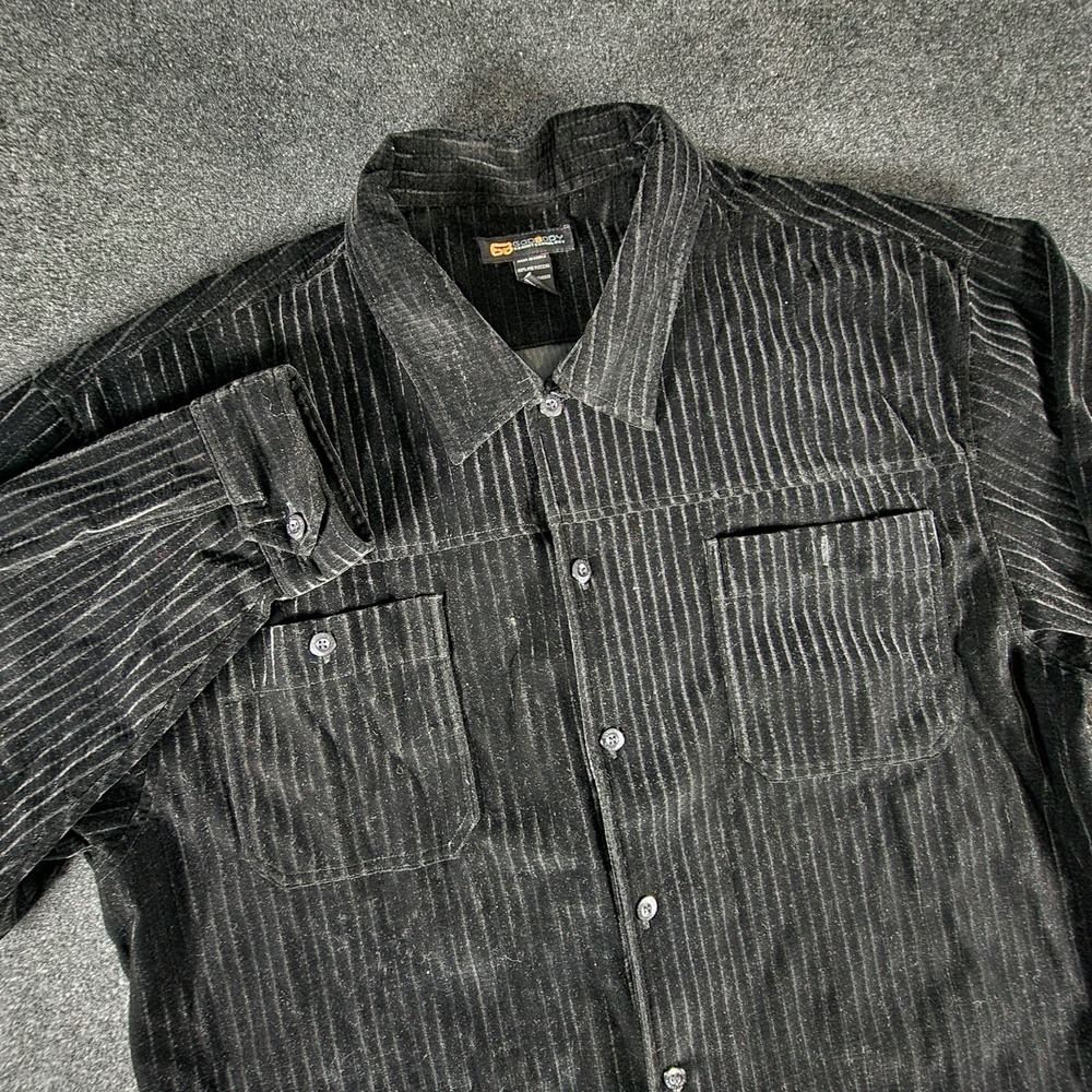 VTG 90's Godbody Velvet Black Corduroy‎ Men's Button-Up Shirt Size 2XL EUC